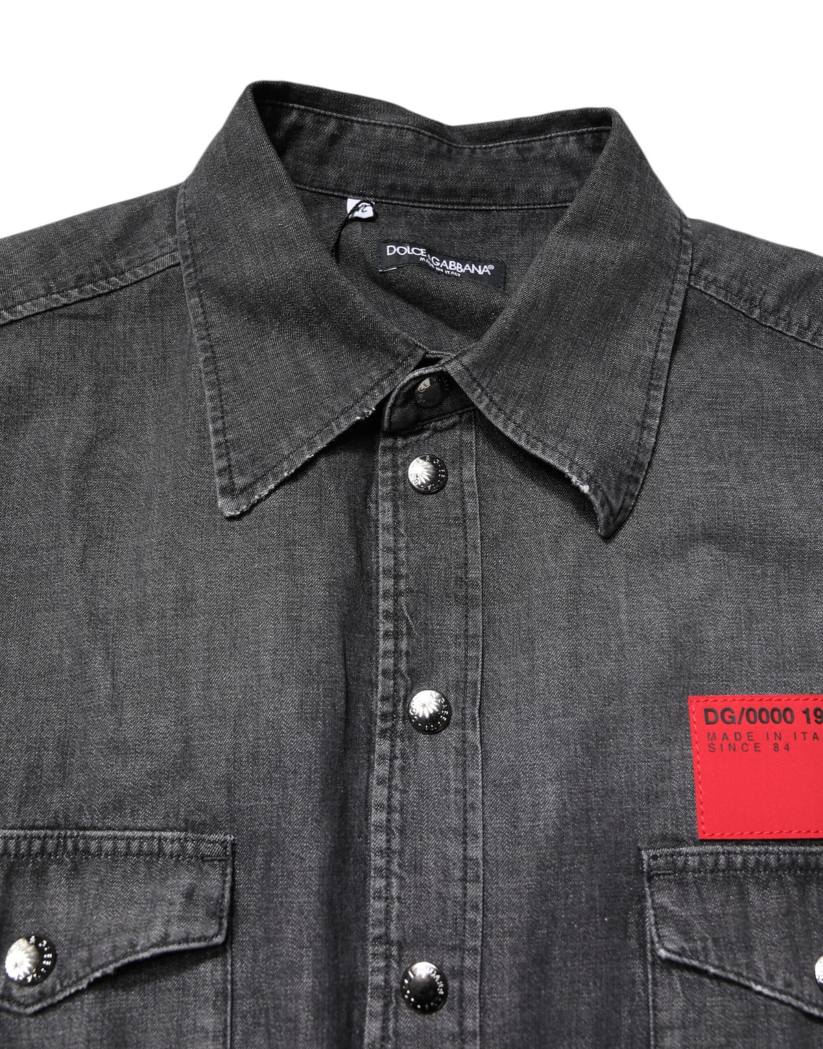 Dolce & Gabbana Men's Regular Fit Long-Sleeve Denim Cotton Shirt - Dark Gray