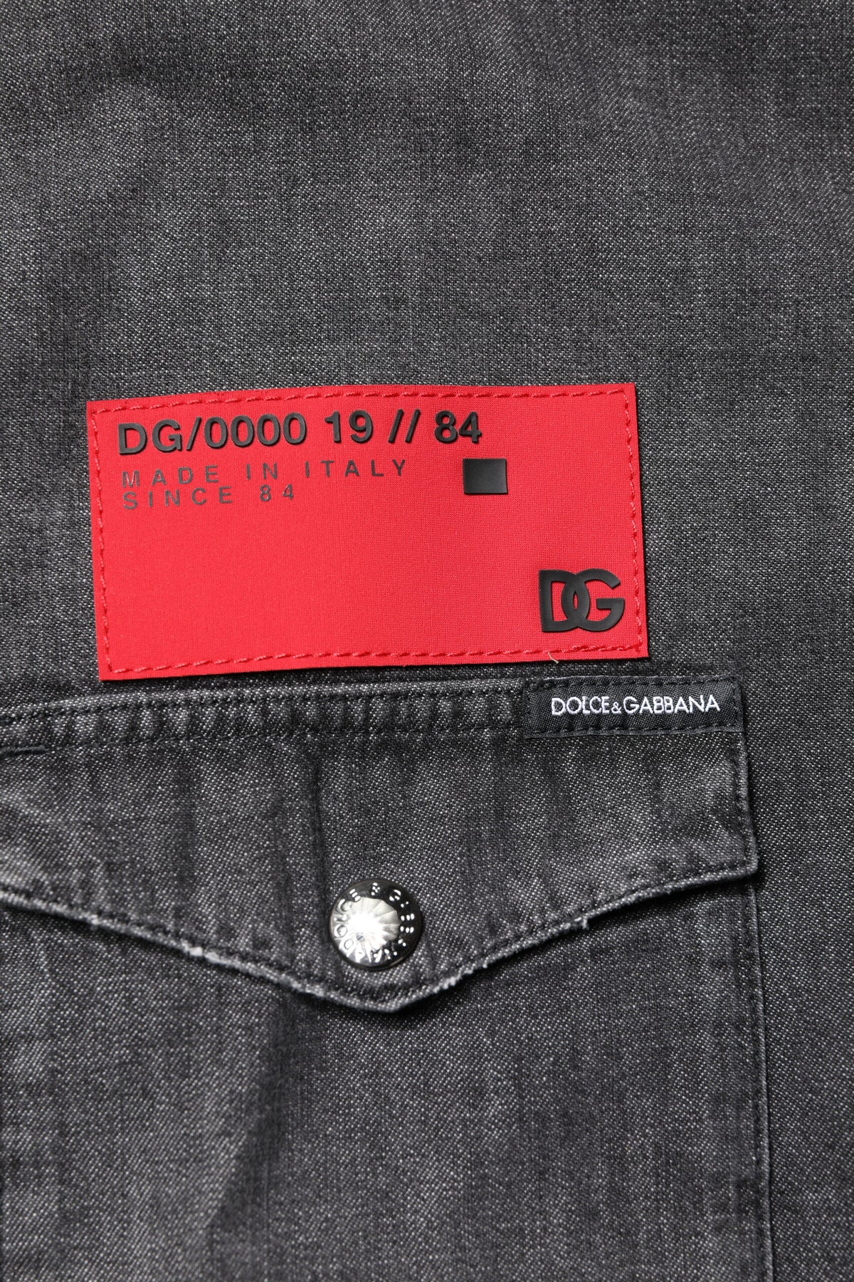 Dolce & Gabbana Men's Regular Fit Long-Sleeve Denim Cotton Shirt - Dark Gray
