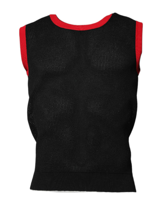 Tank Top by Dolce & Gabbana for men in cotton polyester black showcases a sublime silhouette, with sleeveless and round neckline details for a sublime finish.