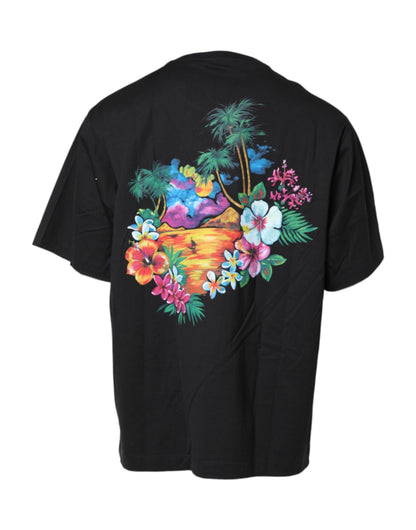 Dolce & Gabbana Black DG Floral Print Crew Neck T-shirt