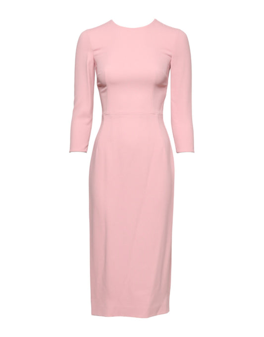 Dolce & Gabbana Pink Viscose 3/4 Sleeves Sheath Midi Dress