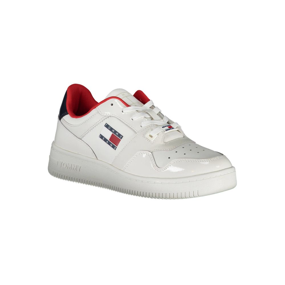 Sneakers by Tommy Hilfiger for women in polyester polyethylene leather white features an opulent silhouette from the Crisp Women's Fashion Polyester Polyethylene Leather Sneakers collection, showcasing a signature fashion style with an opulent finish.