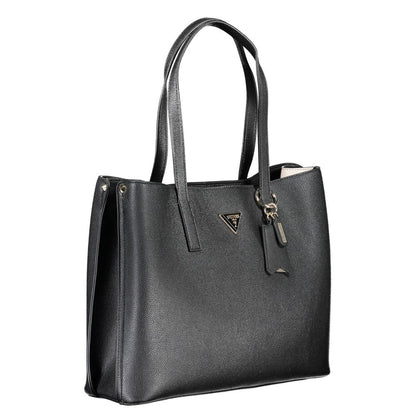 Guess Jeans Meridian Black Faux Leather Girlfriend Tote Handbag