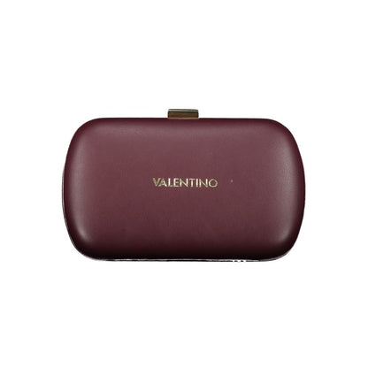 Shoulder Clutch Handbag by Mario Valentino for women in polyethylene red features a signature silhouette, showcasing a secure snap and signature with versatile shoulder-strap for a sophisticated look.