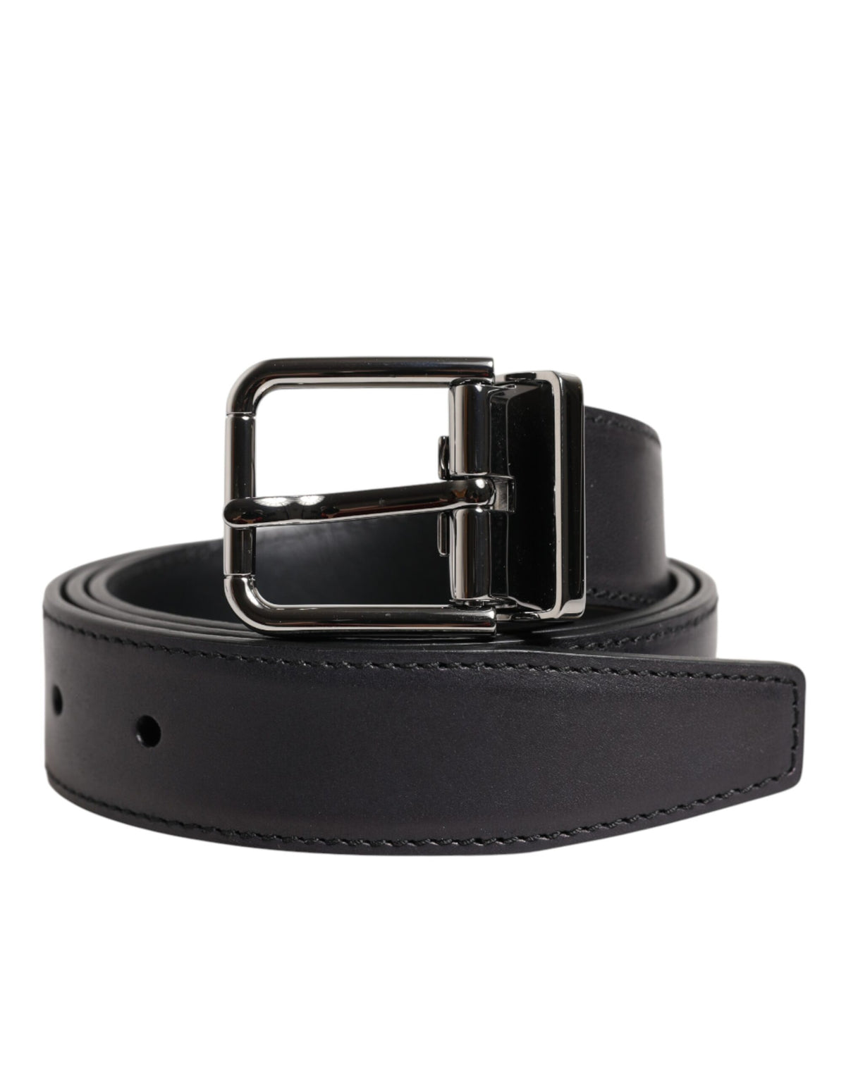 Dolce & Gabbana Calf Leather Belt - Black Silver