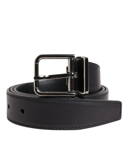 Dolce & Gabbana Calf Leather Belt - Black Silver