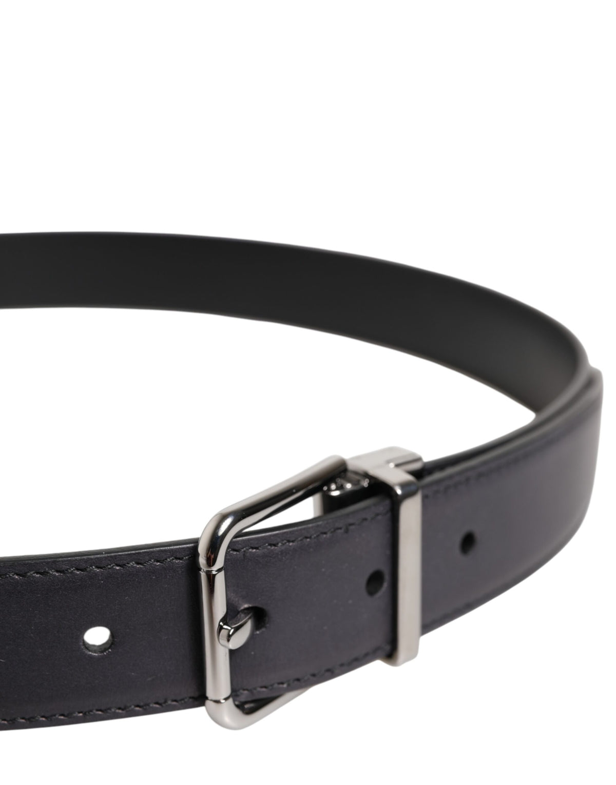 Dolce & Gabbana Calf Leather Belt - Black Silver
