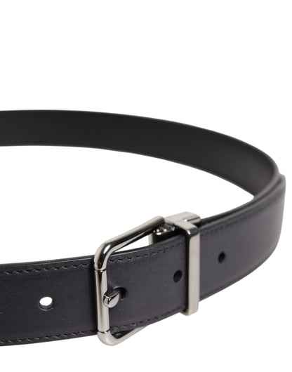 Dolce & Gabbana Calf Leather Belt - Black Silver