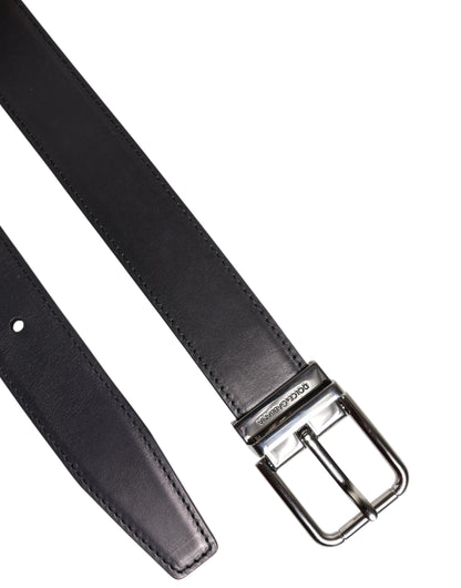Dolce & Gabbana Calf Leather Belt - Black Silver