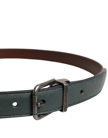 Dolce & Gabbana Green Classic Leather Metal Buckle Belt