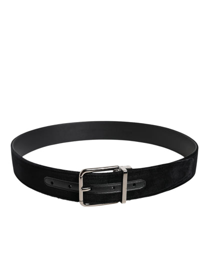 Dolce & Gabbana Black Cotton Silver Metal Buckle Belt