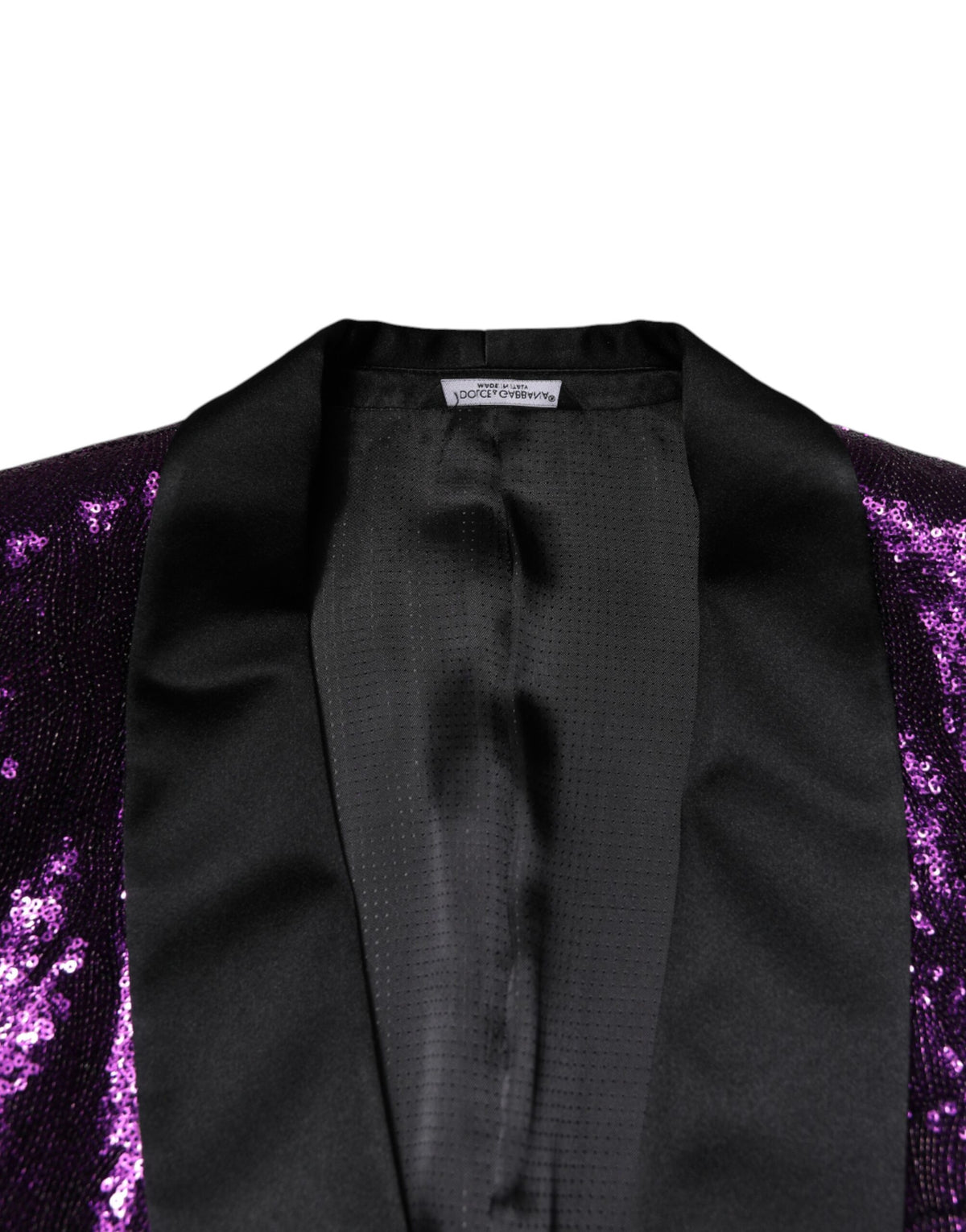 Dolce & Gabbana Men's Single Breasted Silk Nylon & Sequins Blazer - Purple