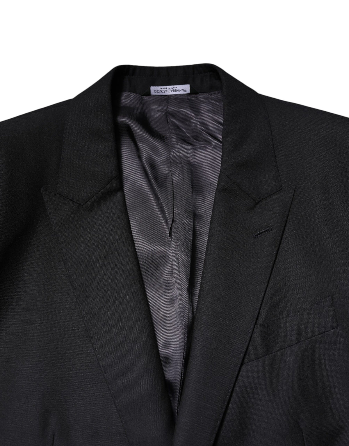 Dolce & Gabbana Men's Single Breasted Virgin Wool Viscose & Silk Blazer - Black Dark Blue