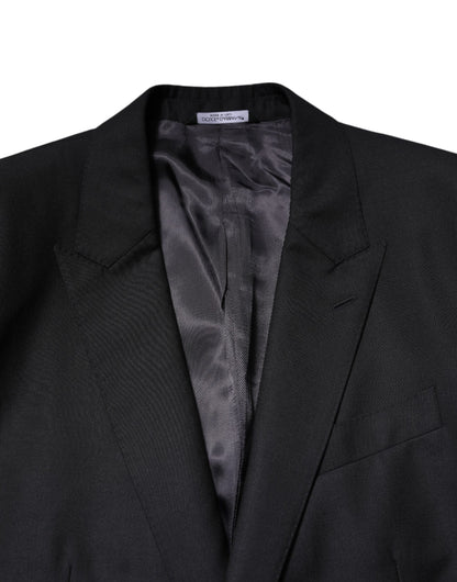 Dolce & Gabbana Men's Single Breasted Virgin Wool Viscose & Silk Blazer - Black Dark Blue