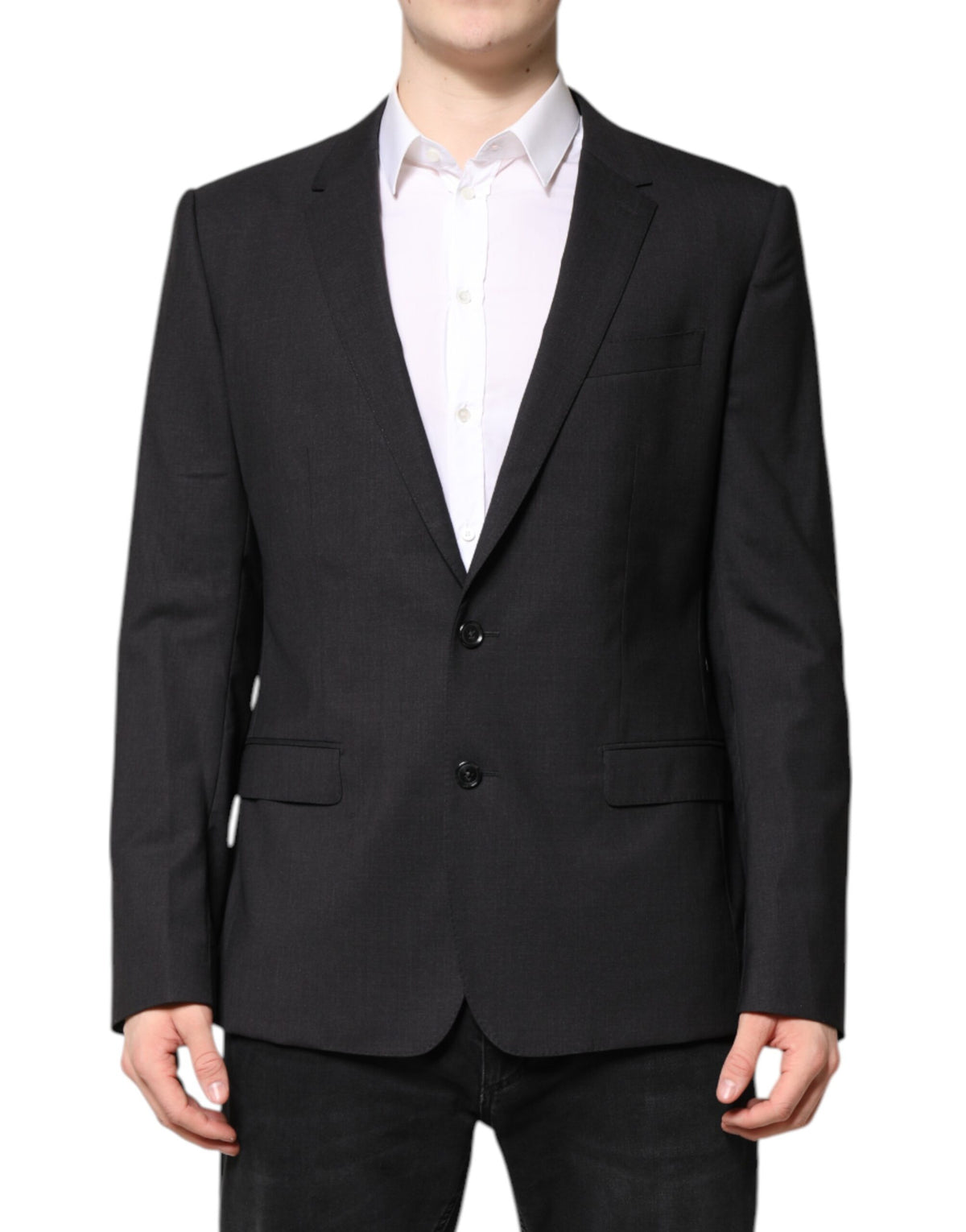 Dolce & Gabbana Men's Single Breasted Virgin Wool Viscose & Cupro Blazer - Dark Gray