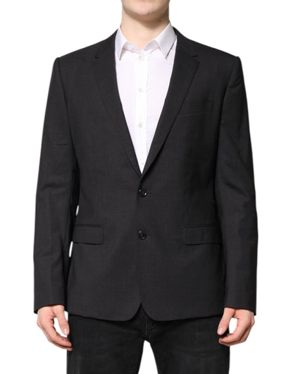Dolce & Gabbana Men's Single Breasted Virgin Wool Viscose & Cupro Blazer - Dark Gray