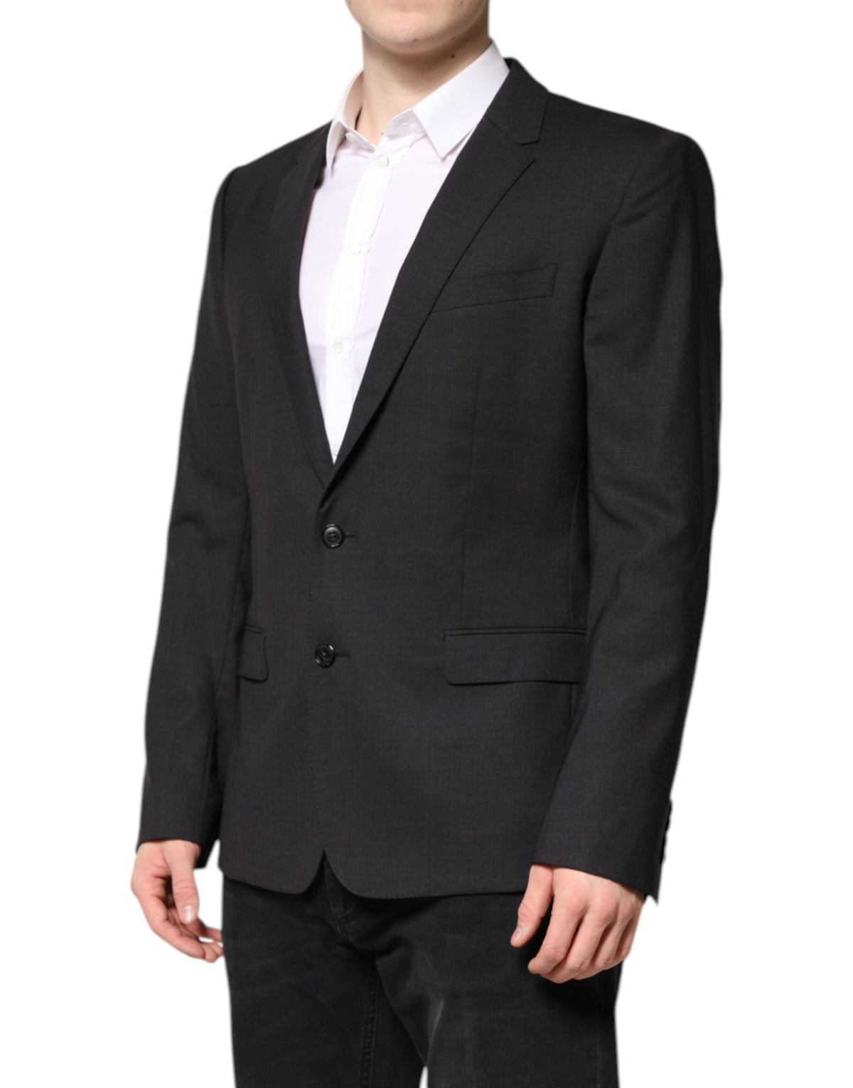 Dolce & Gabbana Men's Single Breasted Virgin Wool Viscose & Cupro Blazer - Dark Gray