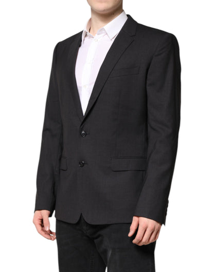 Dolce & Gabbana Men's Single Breasted Virgin Wool Viscose & Cupro Blazer - Dark Gray