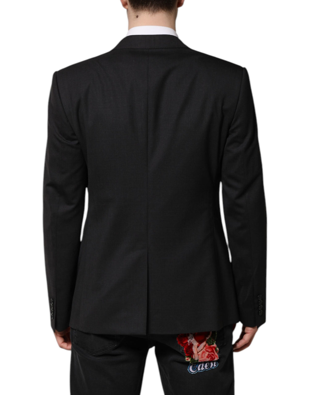 Dolce & Gabbana Men's Single Breasted Virgin Wool Viscose & Cupro Blazer - Dark Gray