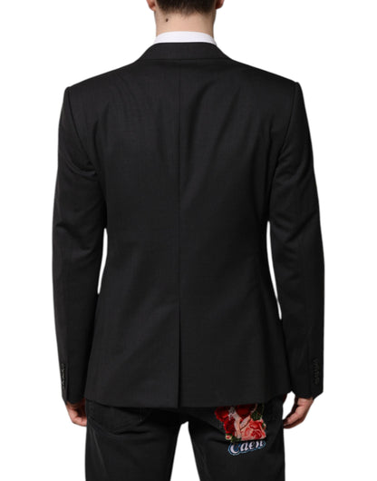 Dolce & Gabbana Men's Single Breasted Virgin Wool Viscose & Cupro Blazer - Dark Gray