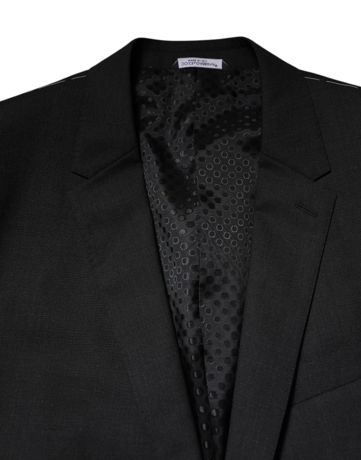 Dolce & Gabbana Men's Single Breasted Virgin Wool Viscose & Cupro Blazer - Dark Gray