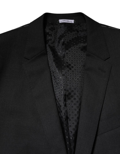Dolce & Gabbana Men's Single Breasted Virgin Wool Viscose & Cupro Blazer - Dark Gray