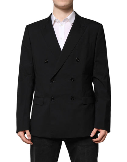 Dolce & Gabbana Men's Double Breasted Virgin Wool Viscose & Silk Blazer - Black