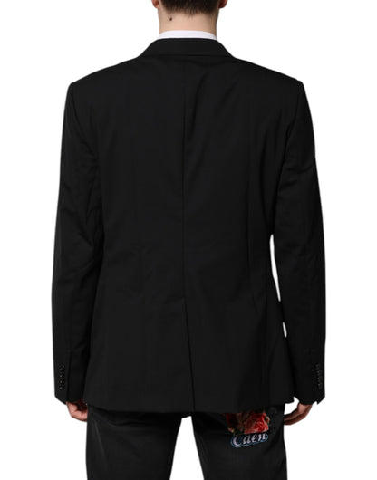 Dolce & Gabbana Men's Double Breasted Virgin Wool Viscose & Silk Blazer - Black