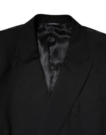 Dolce & Gabbana Men's Double Breasted Virgin Wool Viscose & Silk Blazer - Black