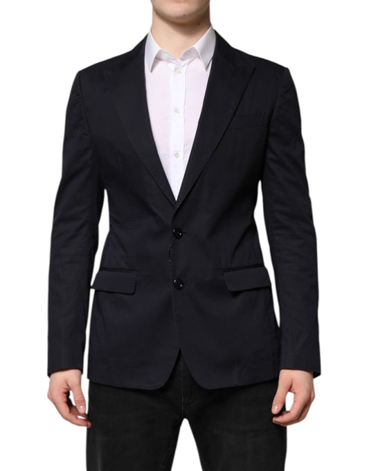 Dolce & Gabbana Men's Single Breasted Cotton & Silk Blazer - Dark Blue