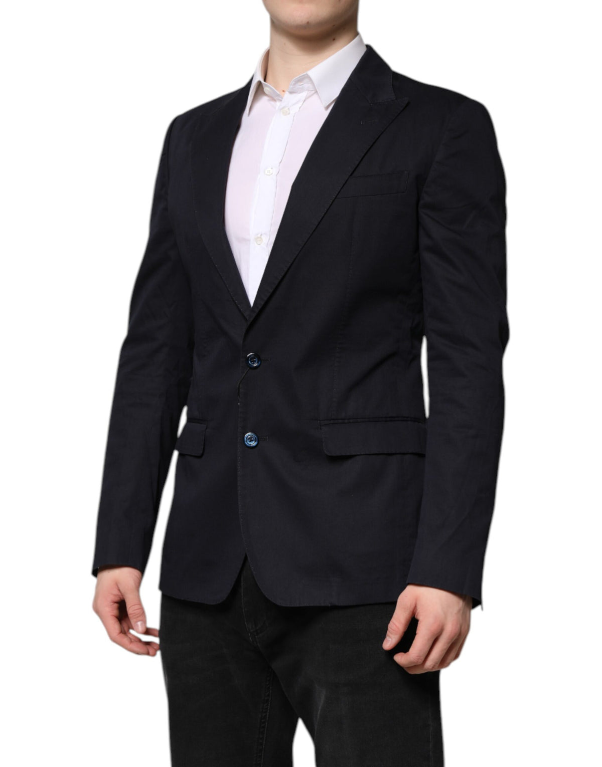 Dolce & Gabbana Men's Single Breasted Cotton & Silk Blazer - Dark Blue