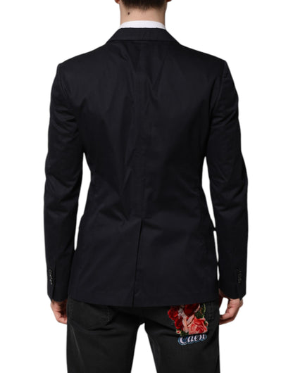 Dolce & Gabbana Men's Single Breasted Cotton & Silk Blazer - Dark Blue