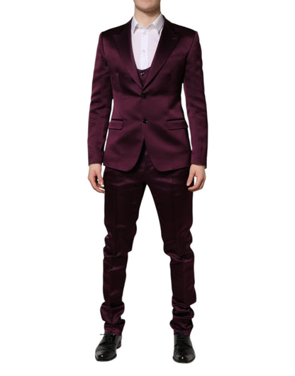 Dolce & Gabbana Men's Slim Viscose Silk & Cupro Pant Suit - Purple