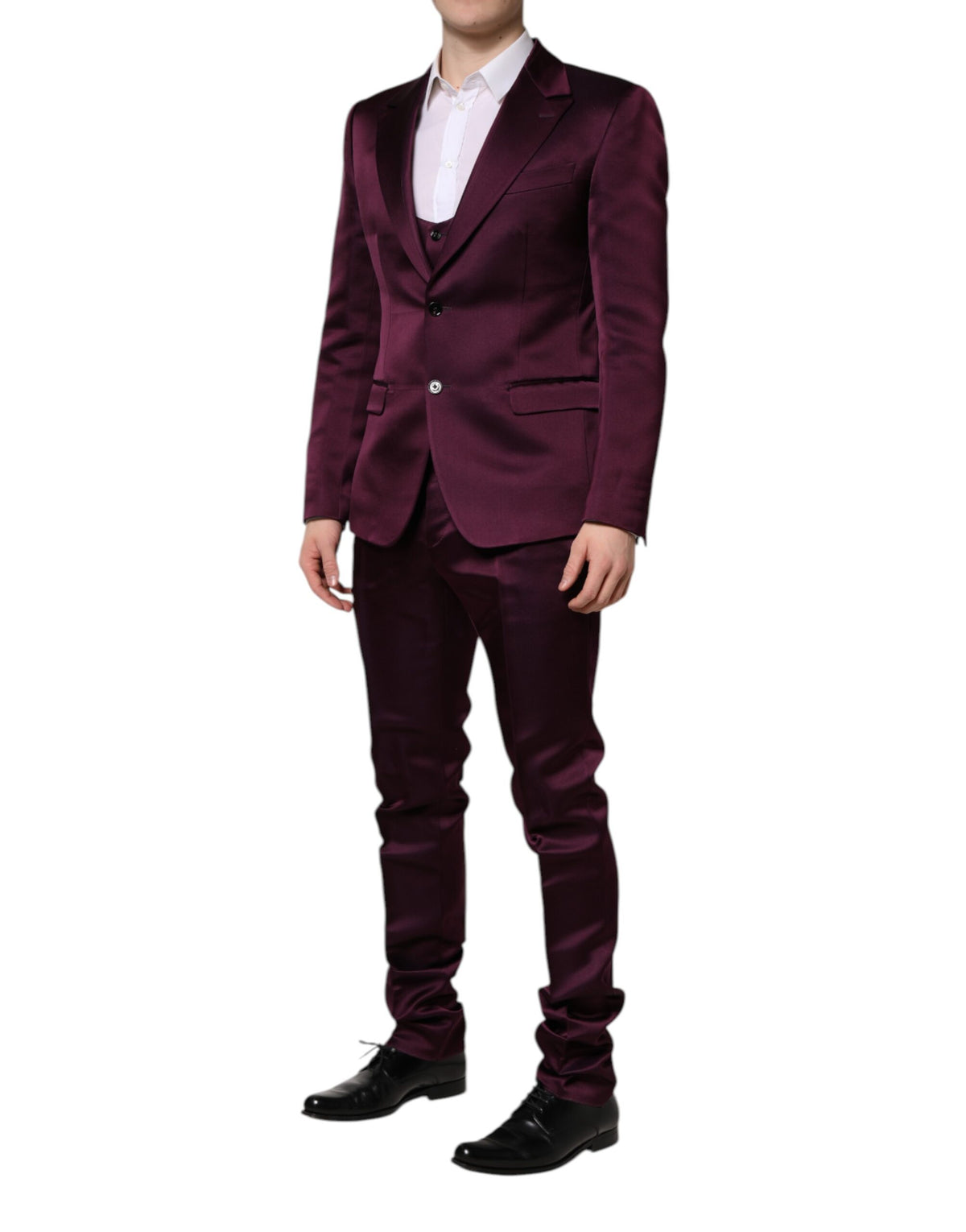 Dolce & Gabbana Men's Slim Viscose Silk & Cupro Pant Suit - Purple