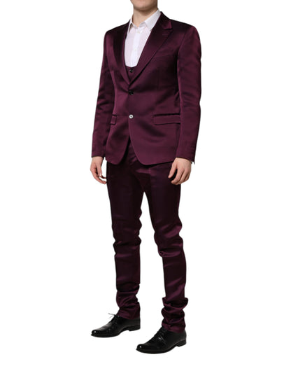 Dolce & Gabbana Men's Slim Viscose Silk & Cupro Pant Suit - Purple