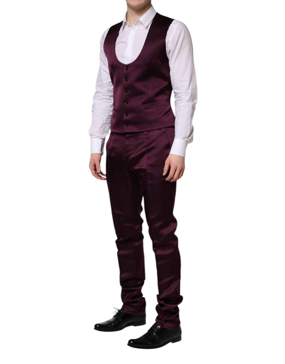 Dolce & Gabbana Men's Slim Viscose Silk & Cupro Pant Suit - Purple