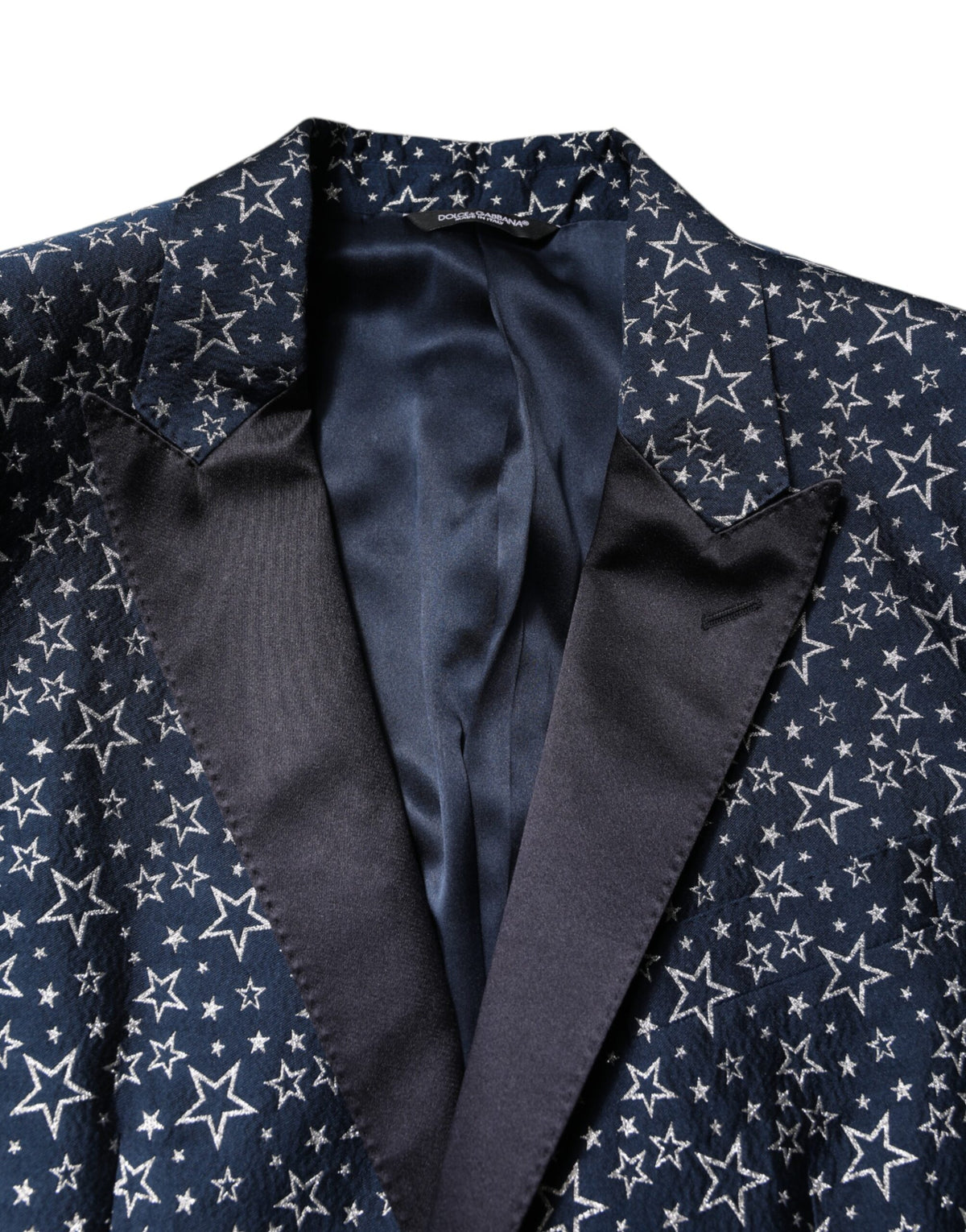 Dolce & Gabbana Star Men's Slim Nylon Polyester Viscose & Silk Pant Suit - Dark Blue Jacquard