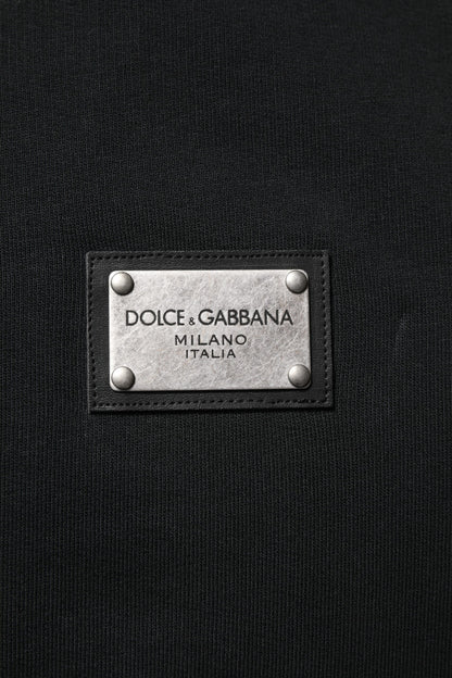 Dolce & Gabbana Black Logo Full Zip Hooded Men Sweatshirt Sweater
