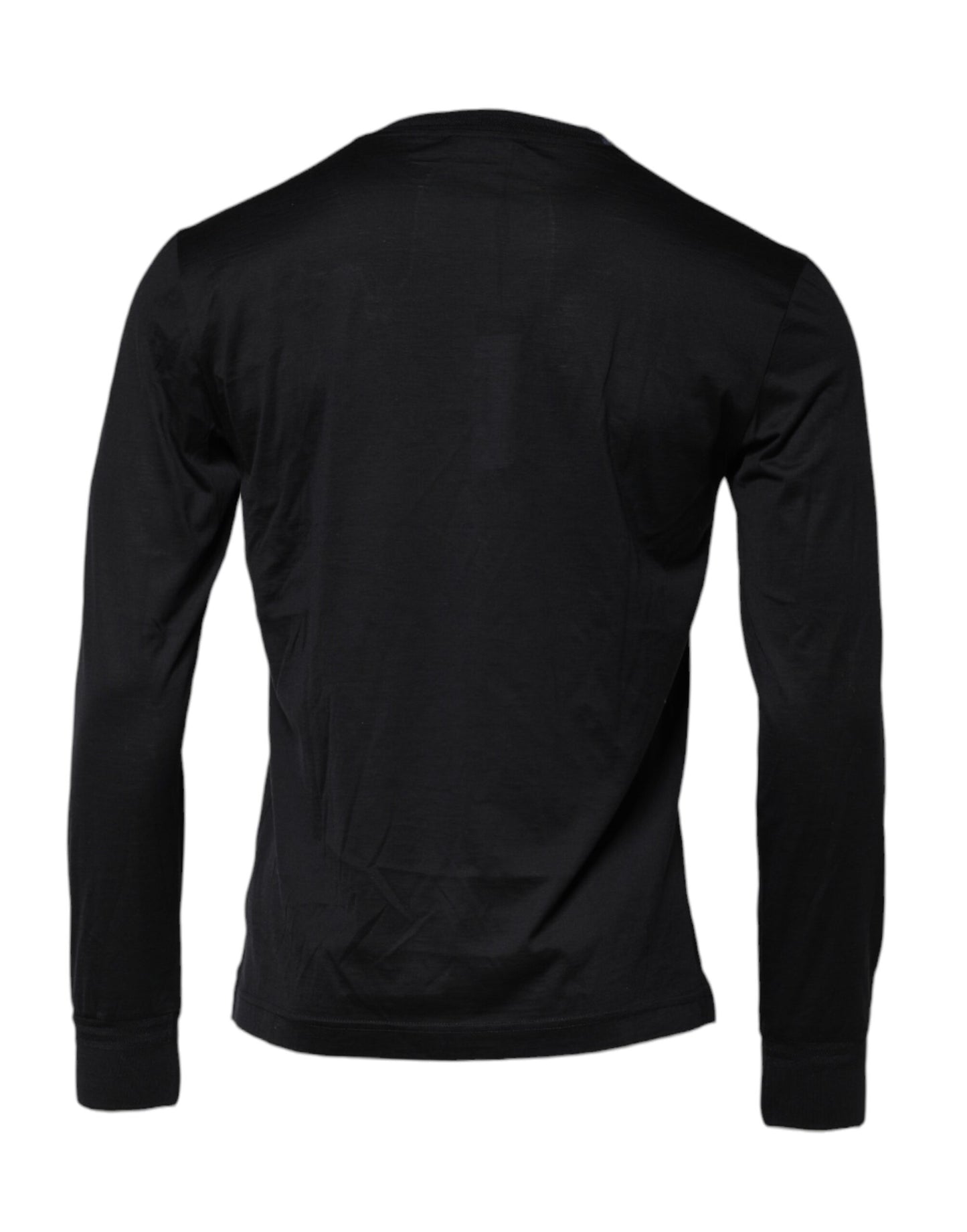 Dolce & Gabbana Dark Blue Silk Crew Neck Men Pullover Sweater