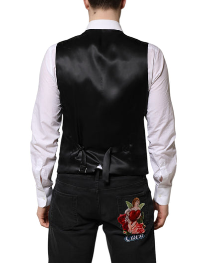 Dolce & Gabbana Men's Single Breasted Virgin Wool & Silk Vest - Green
