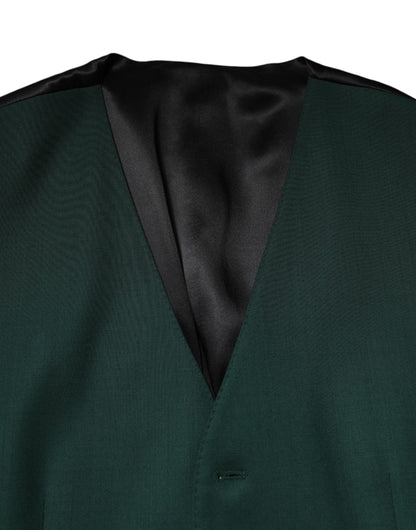 Dolce & Gabbana Men's Single Breasted Virgin Wool & Silk Vest - Green