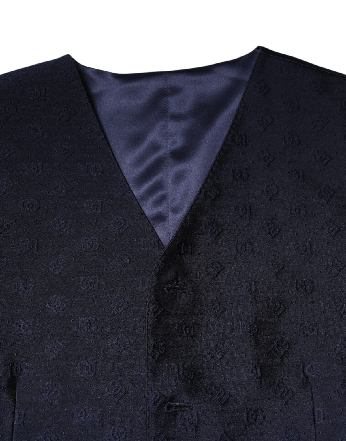 Dolce & Gabbana Men's Single Breasted Viscose & Virgin Wool Vest - Dark Blue