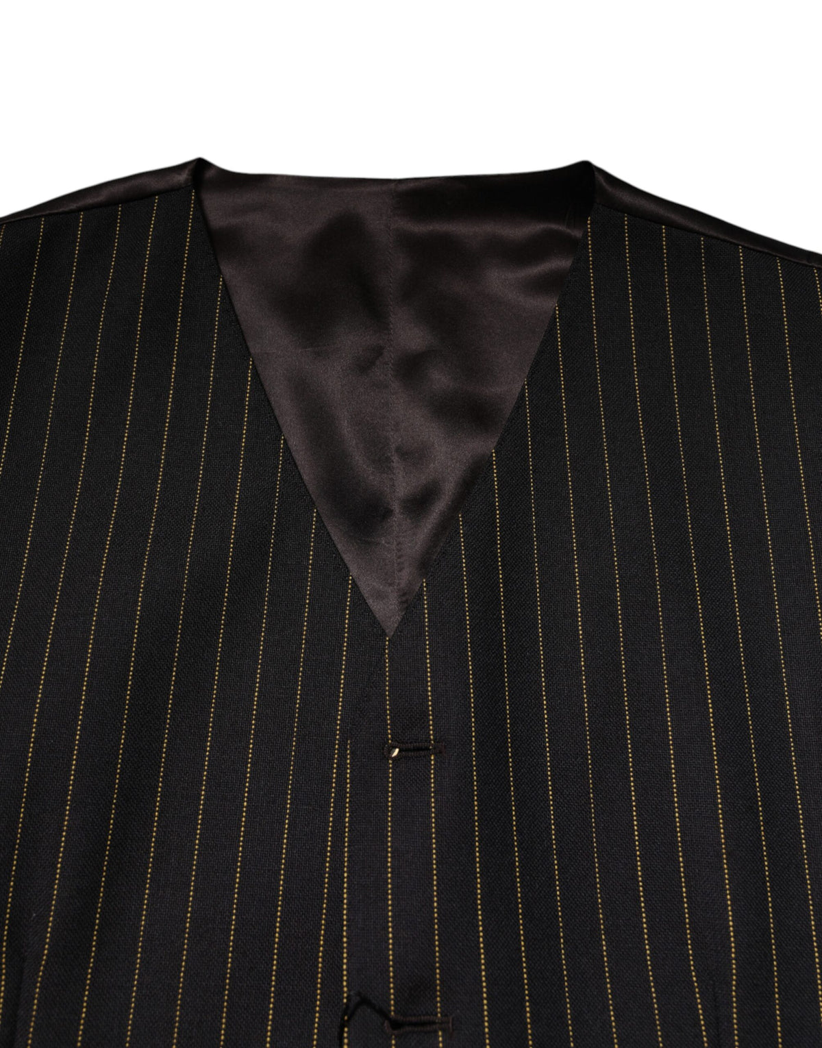 Dolce & Gabbana Men's Single Breasted Virgin Wool & Silk Vest - Black Striped