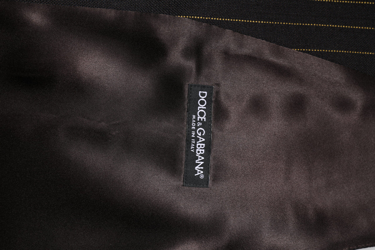 Dolce & Gabbana Men's Single Breasted Virgin Wool & Silk Vest - Black Striped