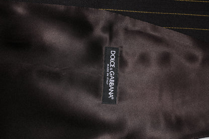 Dolce & Gabbana Men's Single Breasted Virgin Wool & Silk Vest - Black Striped