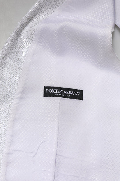 Dolce & Gabbana White Sequined Dress Formal Waistcoat Vest