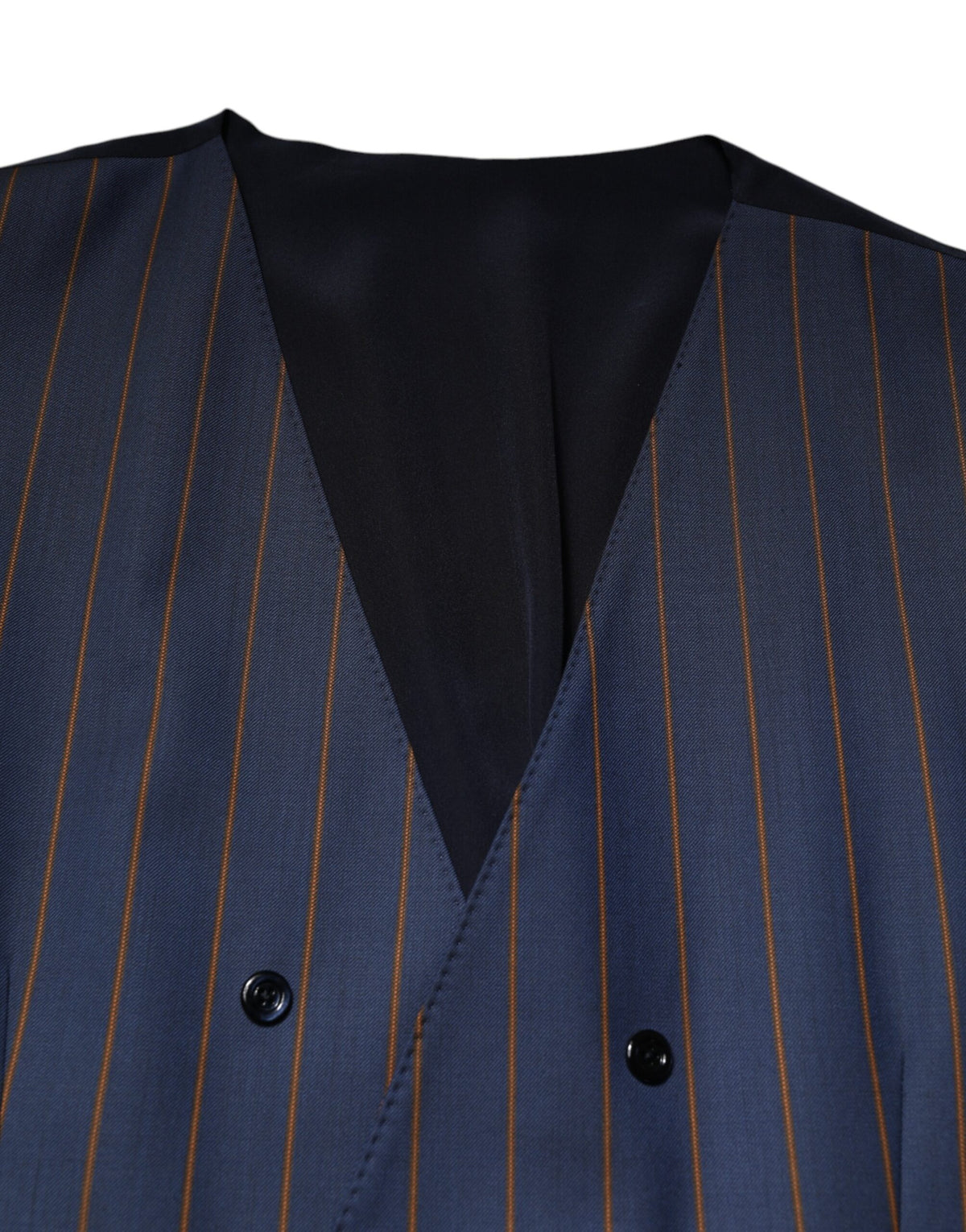 Dolce & Gabbana Men's Single Breasted Virgin Wool & Silk Vest - Blue Striped