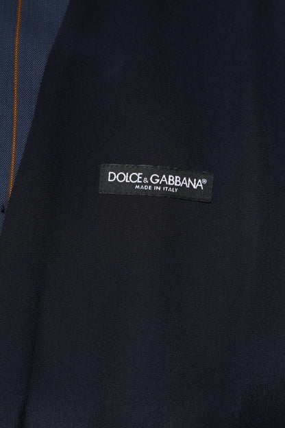 Dolce & Gabbana Men's Single Breasted Virgin Wool & Silk Vest - Blue Striped