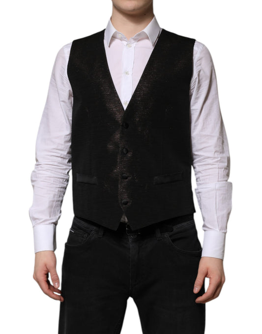 Dolce & Gabbana Men's Single Breasted Acetate Nylon Polyester Silk & Viscose Vest - Brown
