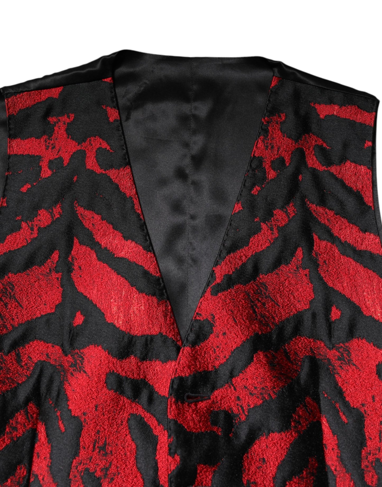 Dolce & Gabbana Red Black Stripe Dress Formal Waistcoat Vest